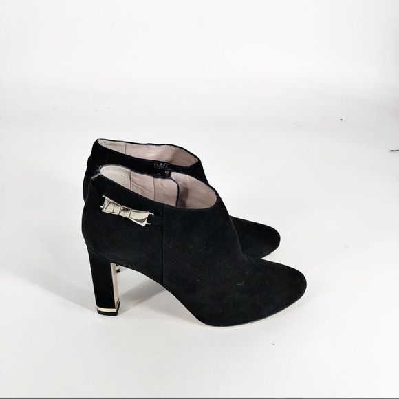 Kate Spade Aldaz Black Suede Gold Bow Ankle Boots Sz 9 - Picture 5 of 8